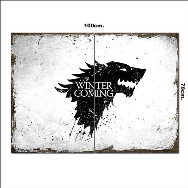 Bedeko Ahşap Tablo Winter İs Coming Stark 70*100Cm - Image 1