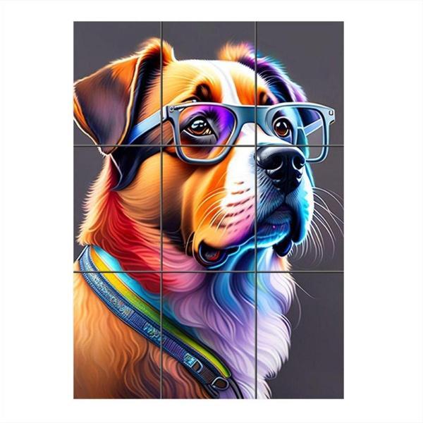 Bedeko Gözlüklü Köpek 9 Parça Puzzle Tablo - Image 1