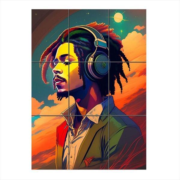 Bedeko Bob Marley Tasarım 9 Parça Puzzle Tablo - Image 1