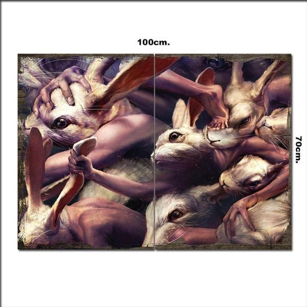 Bedeko Ahşap Tablo Tavşan Ve İnsan 70*100Cm - Image 1