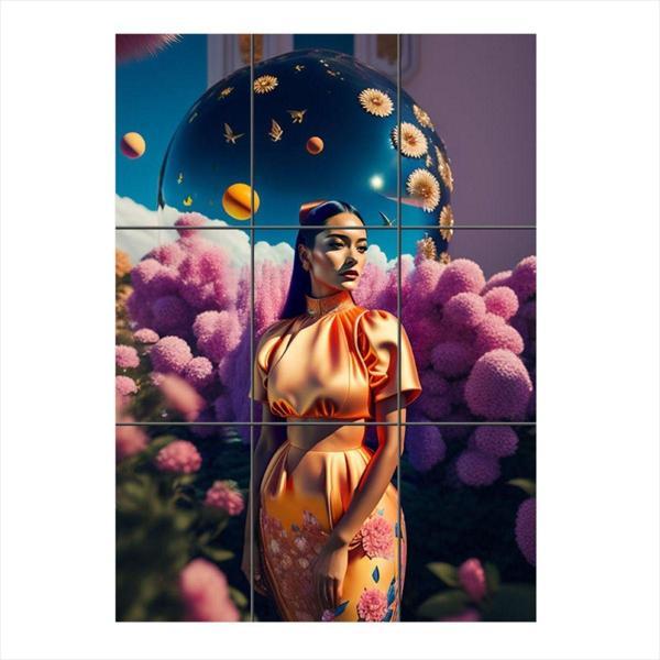 Bedeko Güzel Kadın Ve Soyut Dünya 9 Parça Puzzle Tablo - Image 1