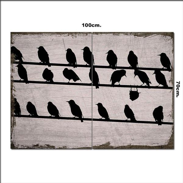 Bedeko Ahşap Tablo Teldeki Kuşlar 70*100Cm - Image 1