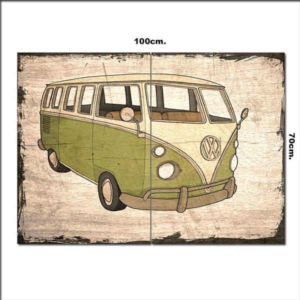 Bedeko Ahşap Tablo Yeşil Vosvos Desenli 70*100Cm - Image 1