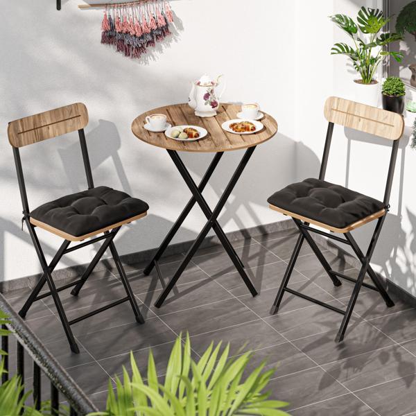 Eportatif Minderli  Bistro Takım Bahçe Masa Sandalye Yuvarlak Çam 1484 - Image 1