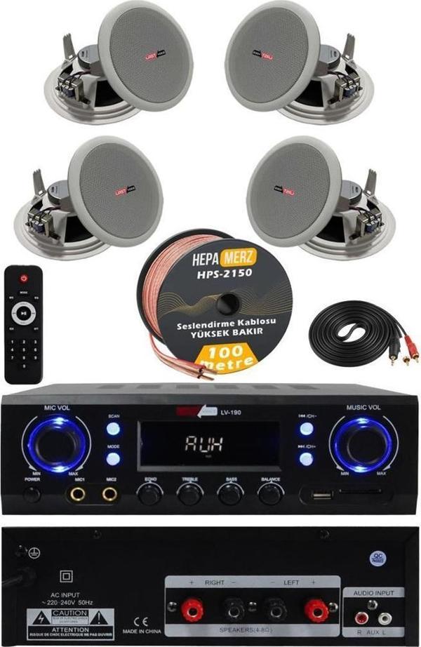 Lastvoice Stately Pack-4 Tavan Hoparlörü ve Amfi Ses Sistemi Seti - Image 1