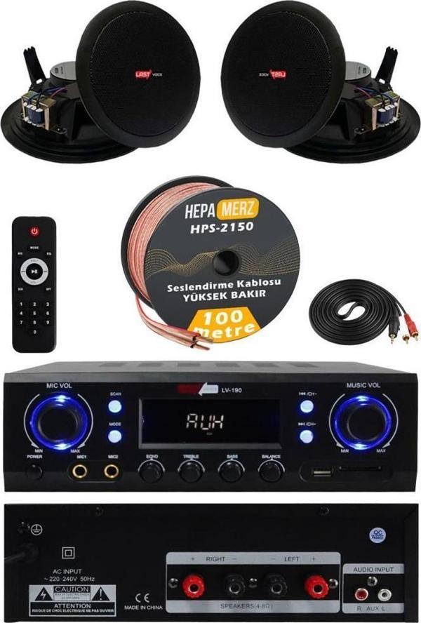 Lastvoice Black Stately Pack-2 Tavan Hoparlörü ve Amfi Ses Sistemi Seti - Image 1