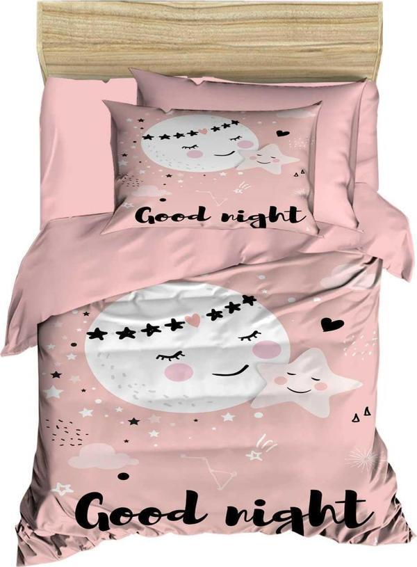 Yenidoğan Kız Bebek Nevresim Takımı %100 Pamuklu Good Night - Image 1