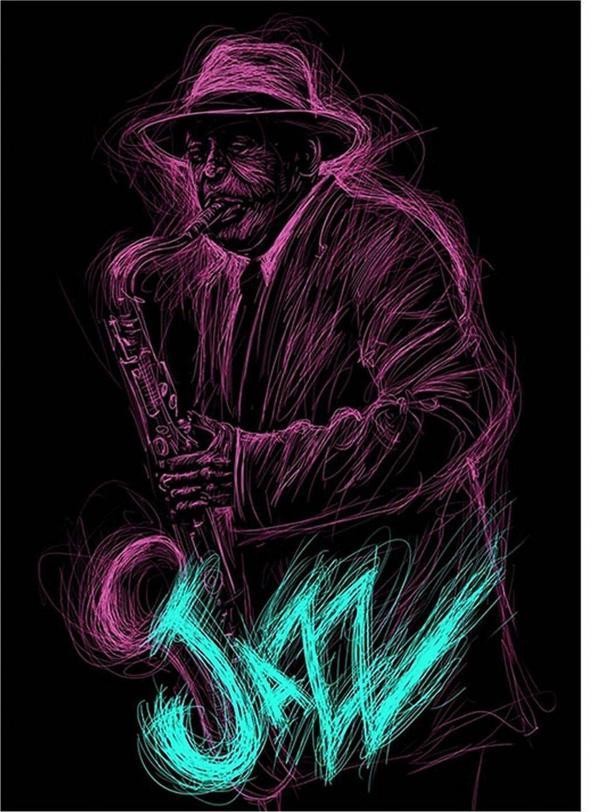 Bedeko Ahşap Tablo Jazz Müzisyen Afiş - Image 1