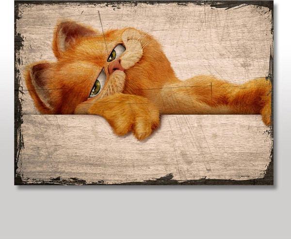 Bedeko Ahşap Tablo Uykulu Garfield Desenli - Image 1