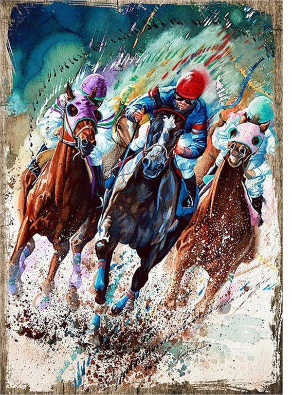 Bedeko Yarış Atları Desenli Mdf Tablo - Image 1
