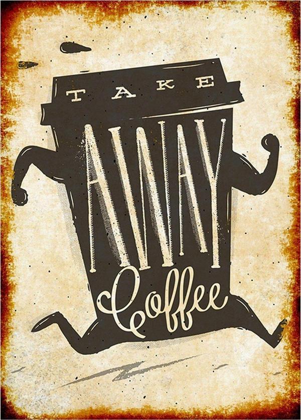 Bedeko Take Away Kahve Mdf Poster - Image 1