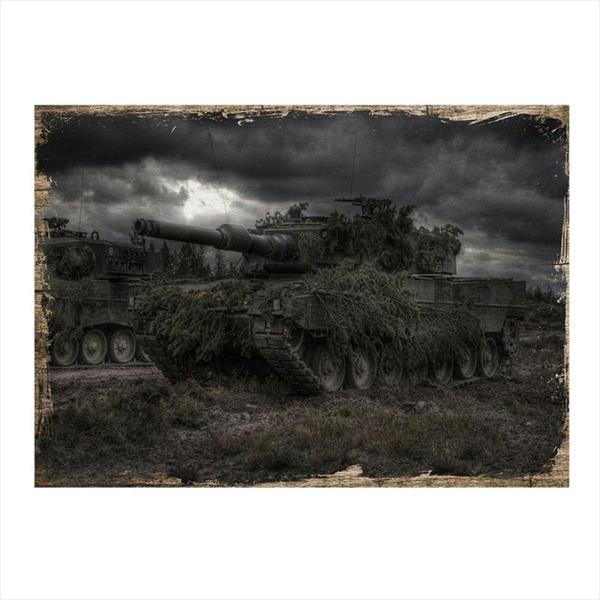 Bedeko Kamufle Askeri Tank Model Ahşap Tablo 50Cm X 70Cm - Image 1