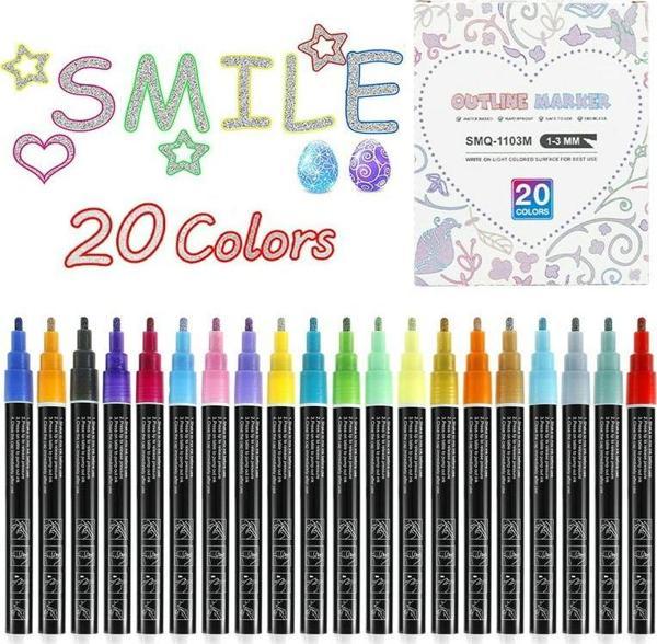 Outline Marker Sihirli Chrome Metalik Kalem Seti 20 Renk - Image 1
