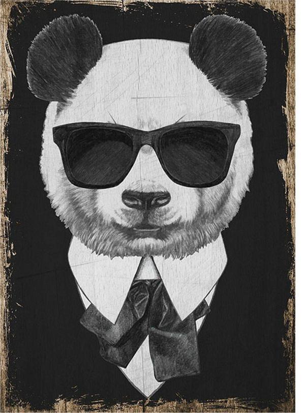 Bedeko Gözlüklü Panda Mdf Poster - Image 1