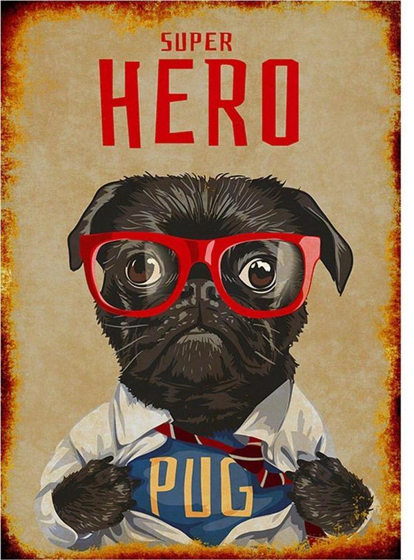 Bedeko Hero Pug Hediyelik Ahşap Tablo - Image 1