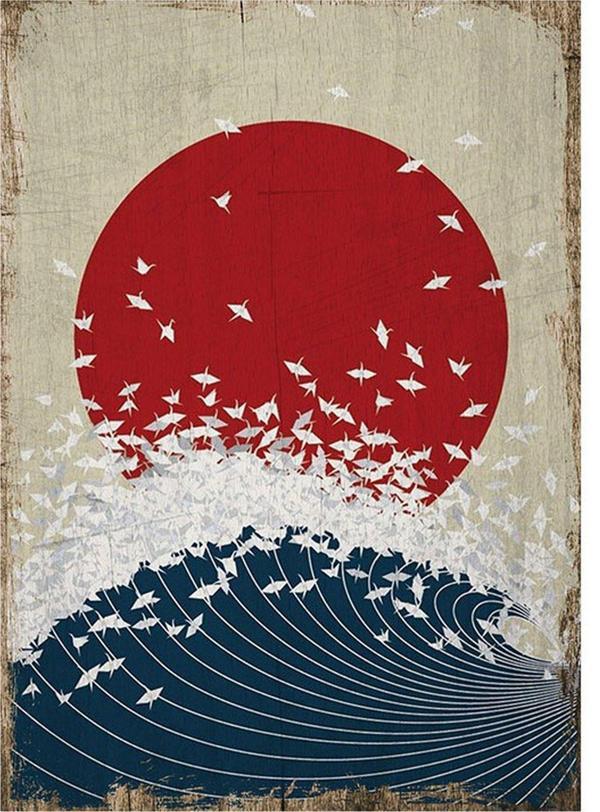 Bedeko Japon Bayrağı Dekoratif Mdf Tablo 50Cm X 70Cm - Image 1