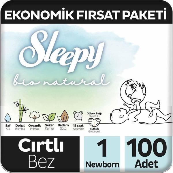 SLEEPY BİO NATURAL CIRTLI BEZ 1NO 50Lİ 2 ADET  - Image 1