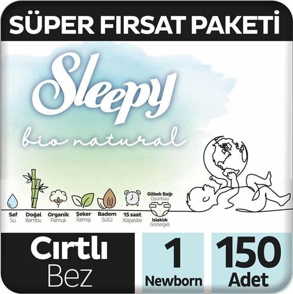 SLEEPY BİO NATURAL CIRTLI BEZ 1NO 50Lİ 3 ADET  - Image 1