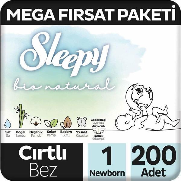 SLEEPY BİO NATURAL CIRTLI BEZ 1NO 50Lİ 4 ADET  - Image 1