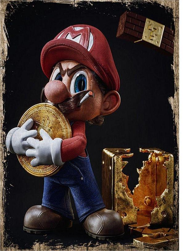Bedeko Super Mario Ve Bitcoin Desenli Mdf Tablo 50Cm X 70Cm - Image 1