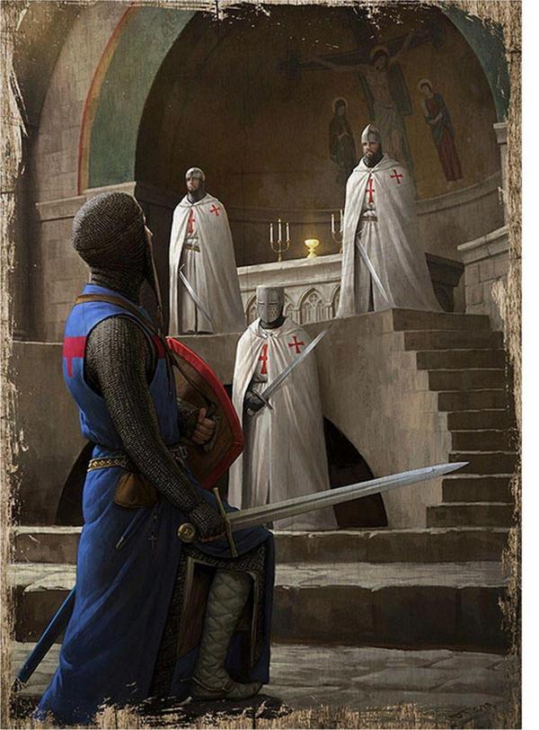 Bedeko Tapınak Şövalyeleri Desenli Ahşap Tablo 50Cm X 70Cm - Image 1