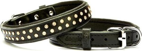 Doggie Konforlu Deri Swarovski Kristal Taşlı Köpek Boyun Tasması 2 x 28-34 cm Siyah - Image 1