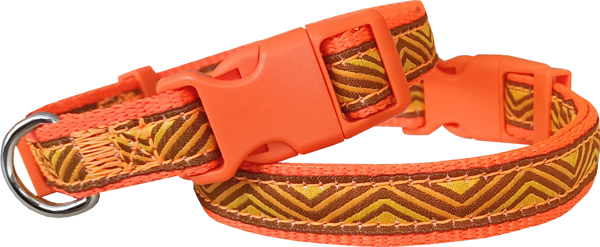 Doggie Dalga Desenli Dokuma Köpek Boyun Tasması 1,5 cm x 27-40 cm Turuncu - Image 1