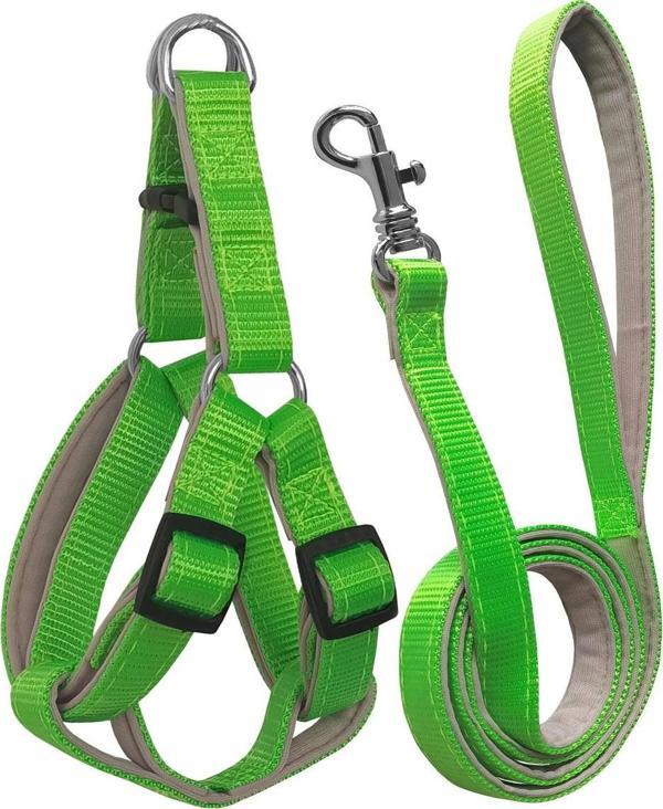 Gezdirme Kayışlı Dokuma Köpek Göğüs Tasma Seti 52*73-110 cm Neon Yeşil - Image 1