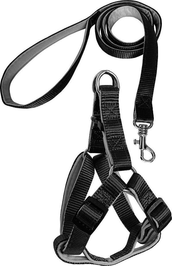 Gezdirme Kayışlı Dokuma Köpek Göğüs Tasma Seti 52*73-110 cm Siyah - Image 1