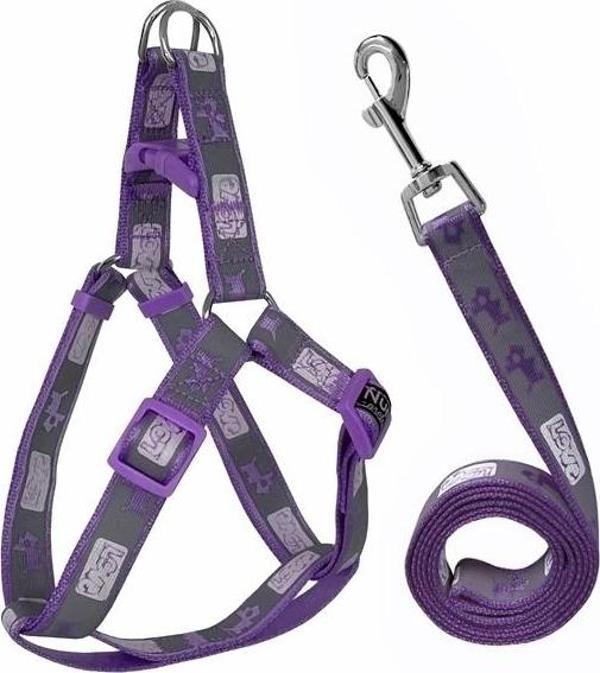 Köpek Göğüs Tasma Seti Köpek Desenli 120 cm-34 cm-47 cm Mor - Image 1