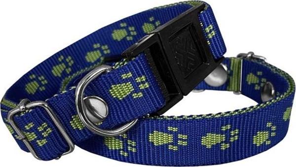 Markapet Köpek Tasması Patili Dokuma 2 cm - Min: 30 cm - Max: 50 cm Lacivert - Image 1