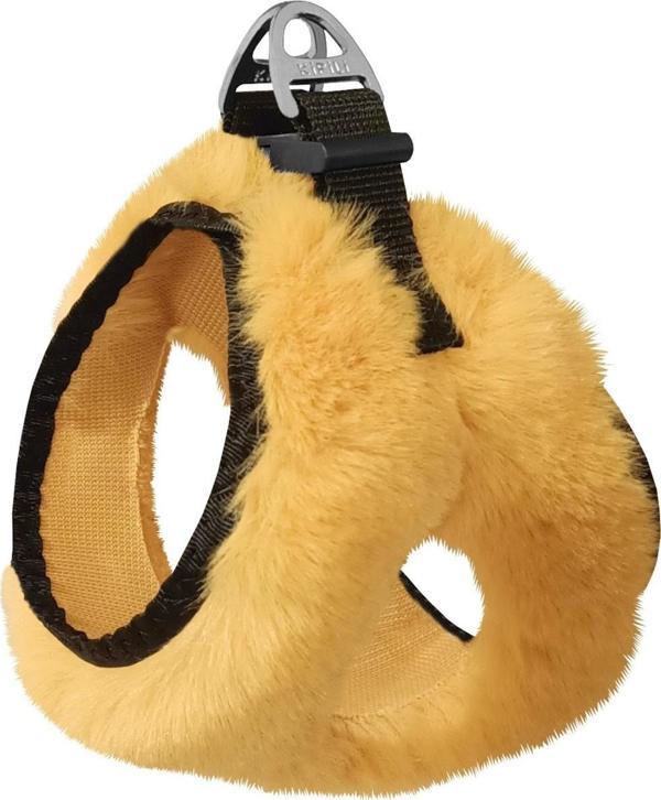 Üç Kilitli Peluş Kedi Köpek Göğüs Tasması 24-28 cm XX-Small Sarı - Image 1