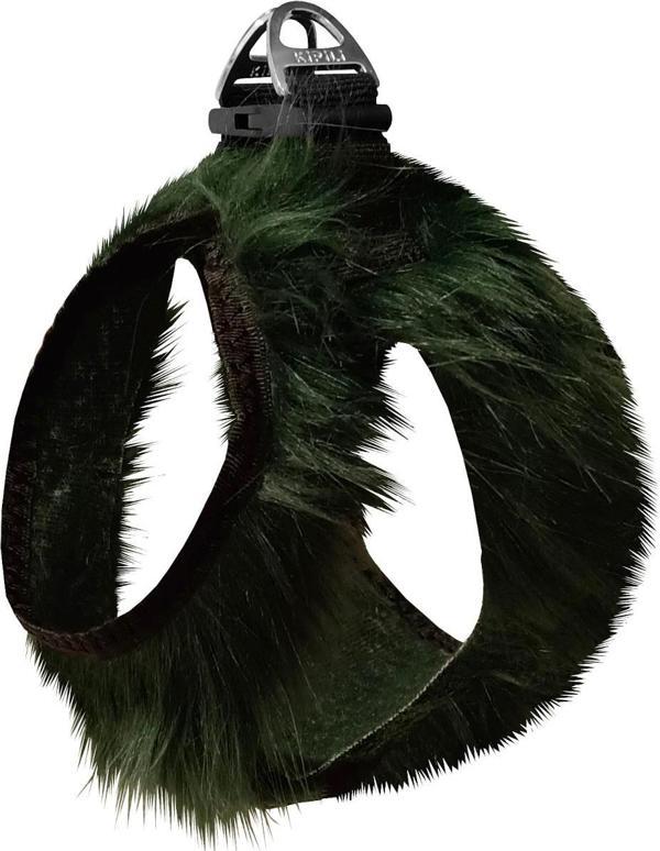 Üç Kilitli Peluş Kedi Köpek Göğüs Tasması 32-40 cm Medium Yeşil - Image 1
