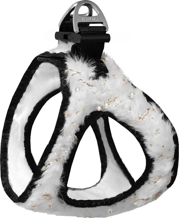 Üç Kilitli Simli Peluş Kedi Köpek Göğüs Tasması 20-24 cm XXX-Small Beyaz - Image 1