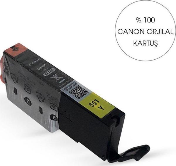 BK Orijinal CANON CLI 551 SARI KARTUŞ -Bitmeyen Kartuş Sistemine Uyumlu Delinmiş Şekilde - Image 1