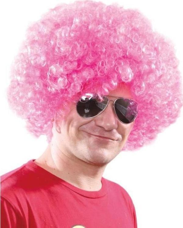 Açık Pembe Renk Kıvırcık Afro Bonus Peruk - Image 1
