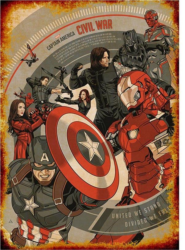 Bedeko Ahşap Tablo Captain America Afişi - Image 1