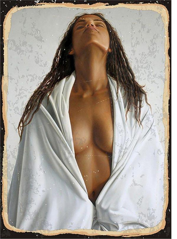 Bedeko Beyaz Çarşaf Ve Kadın Art Mdf Poster - Image 1