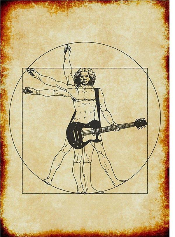 Bedeko Gitaristin Anatomisi Tasarım Ahşap Tablo - Image 1