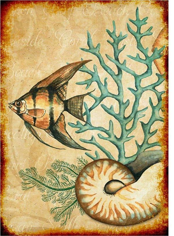 Bedeko Ahşap Tablo Melek Balığı Ve Mercan - Image 1