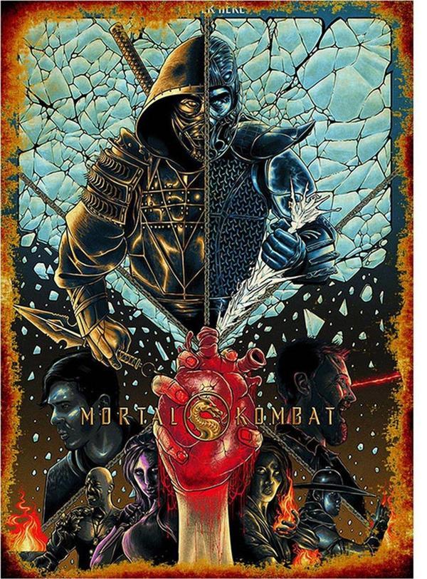 Bedeko Mortal Kombat Desenli Ahşap Tablo - Image 1