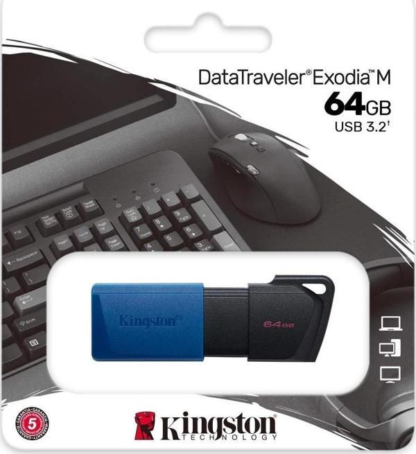 Kıngston Dtxm/64gb Usb 3.2 Data Traveler Exodia M Flash Disk (siyah-mavi) - Image 1