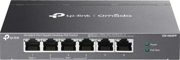Tp-lınk Omada Ds106gpp 4 Port Gıgabıt+2 Port Gıgabıt Uplınk 64w 250 Metre Poe Mesafe Metal Kasa Swıt - Image 1