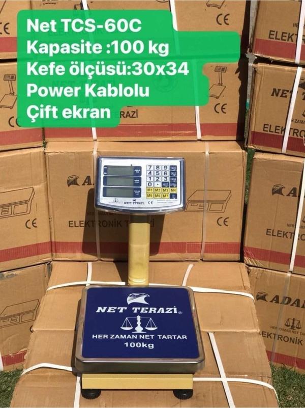 Net Terazi TCS-60C 100KG Terazi Kafe Ölçüsü 30X34 Manav Bakkal Terazi - Image 1