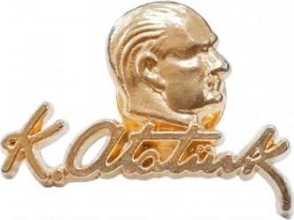 Atatürk İmzalı Yaka Rozeti (30'Adet) Gold - Image 1