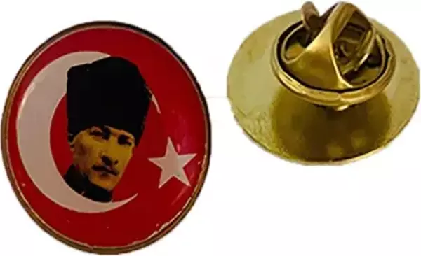 Atatürk Kalpaklı Bayrak Yaka Rozeti (35'Adet) 20 mm  - Image 1