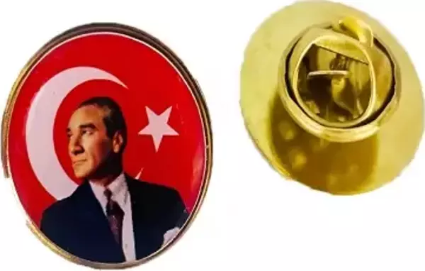Atatürk Sivil Bayraklı Yaka Rozeti (10'Adet) 20 mm  - Image 1