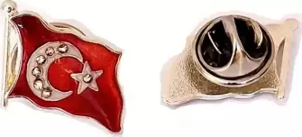 Ayyıldız Taşlı Türk Bayrak Yaka Rozeti (10 Adet)  - Image 1