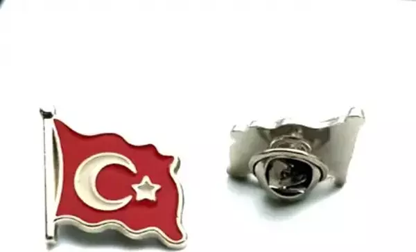 Krom Dalgalı Mineli Bayrak Yaka Rozeti (10'Adet)  - Image 1