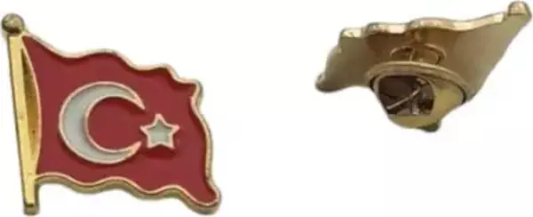 Sarı Dalgalı Mineli Bayrak Yaka Rozeti (30'Adet)  - Image 1